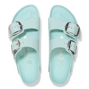 NIB Birkenstock Arizona Big Buckle Sandals High Shine Surf Green